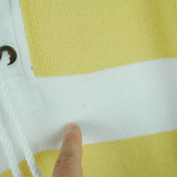 Ralph Lauren Medium Sweater Nautical Stripe Hooded Butter Yellow Preppy Coastal - Picture 4 of 10